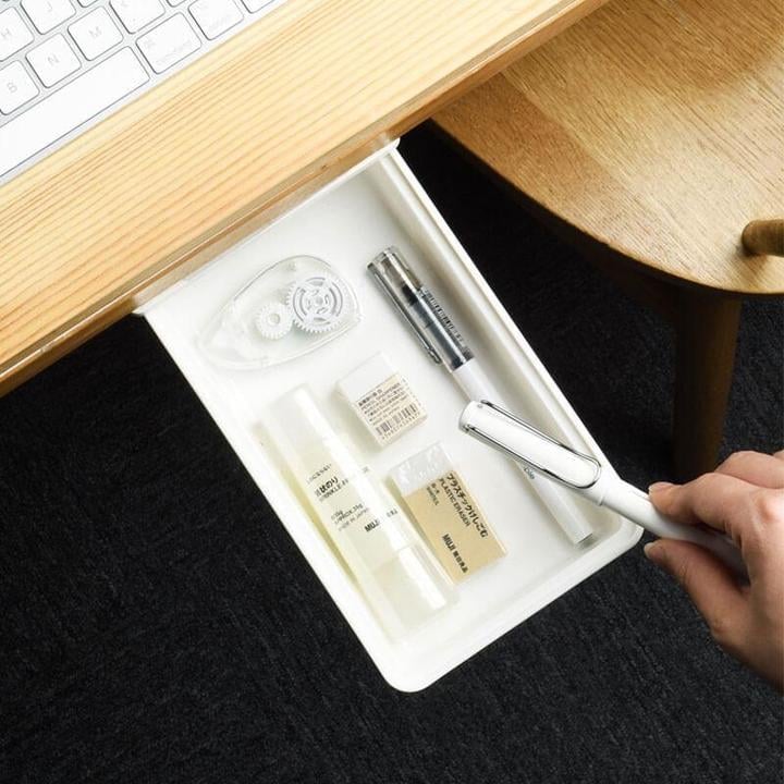 Invisible drawer under the desk – Slim, hidden storage for workspace organization