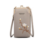 Embroidered women's crossbody wallet