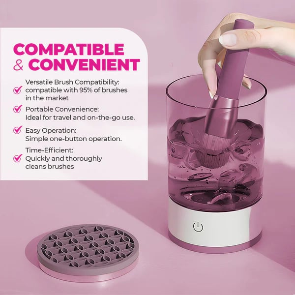 Makeup Brush Cleaner Machine | BrushPure Automatic Cleaning & Drying | Compact 16×9cm