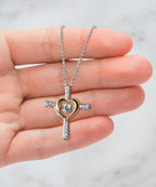 Daughter Necklace Gift | Cross Pendant with Cubic Zirconia | Silver-Plated | 16–18" Chain