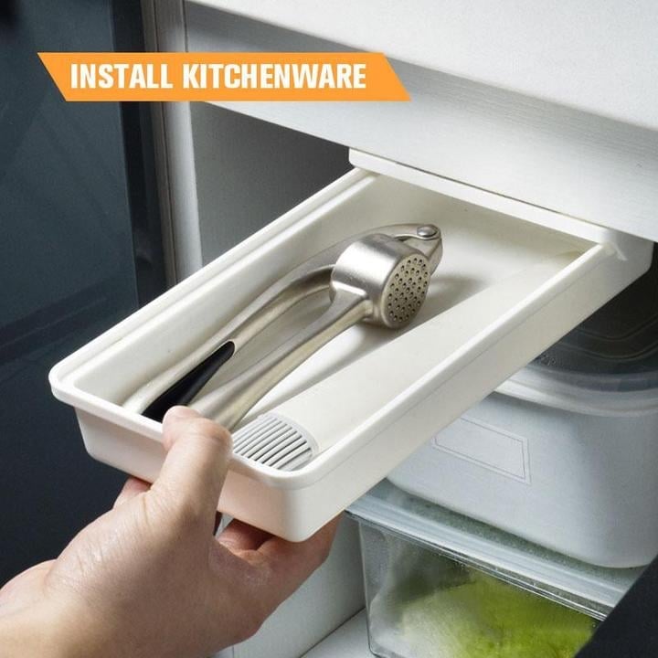 Invisible drawer under the desk – Slim, hidden storage for workspace organization