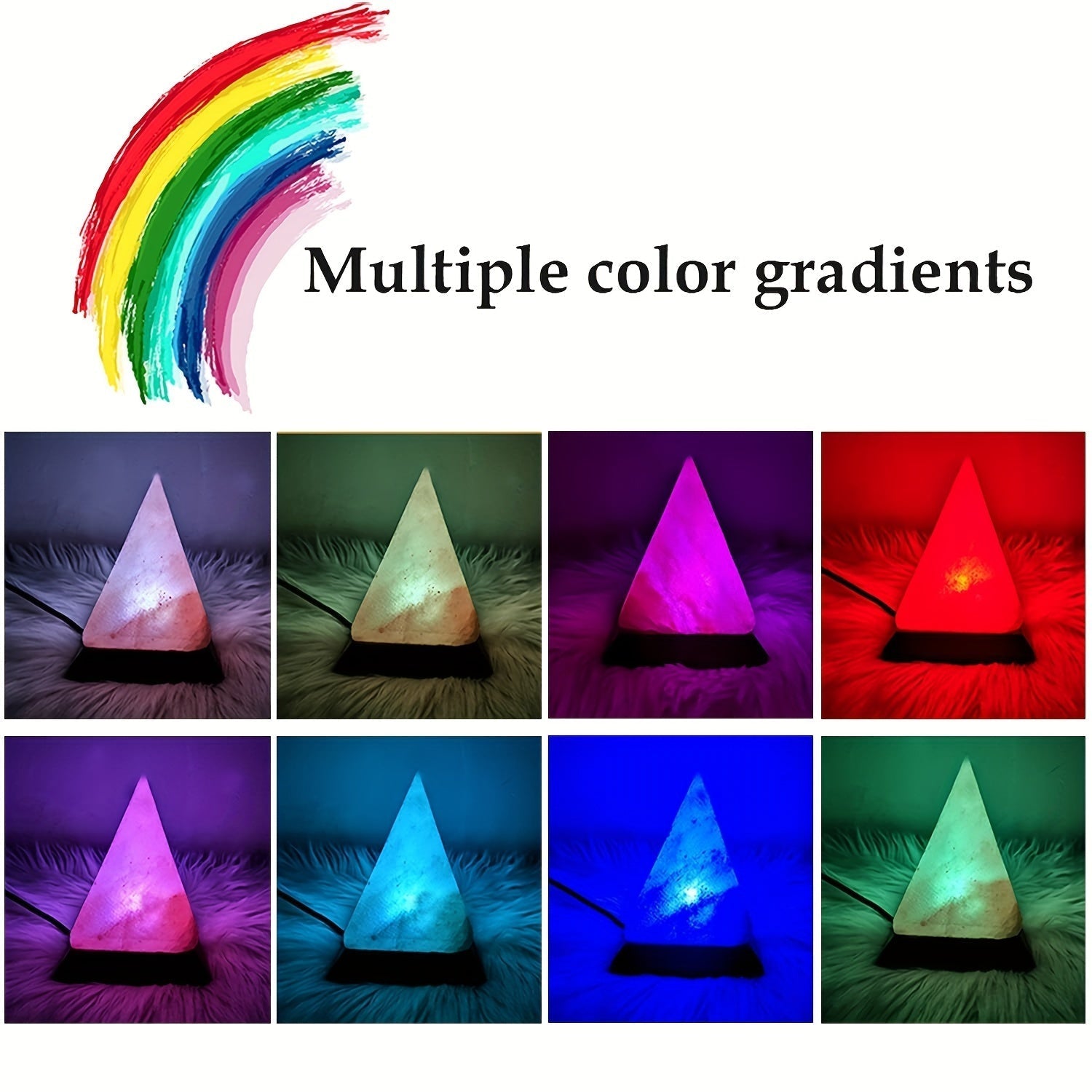Salt lamp - Handcrafted Himalayan salt lamp with 8-color changing LED, USB powered