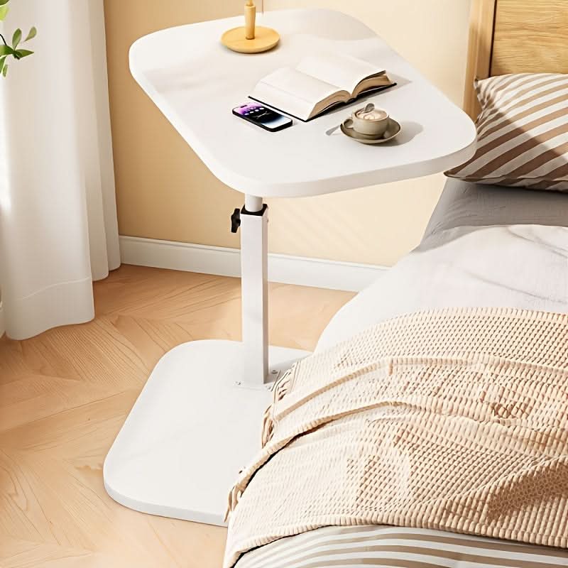Height-Adjustable Side Table with Wood Top and Metal Frame, 45–80 cm