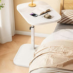 Height-Adjustable Side Table with Wood Top and Metal Frame, 45–80 cm