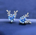 Blue Crystal Reindeer Earrings