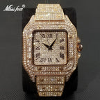 MISSFOX Ice Out Square Watch for Men