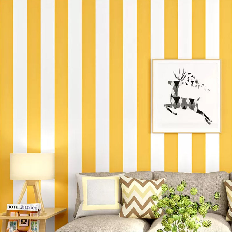 Simple Wide Stripes Non-Adhesive Wallpaper for Coffee Room and Clothing Store, 33 Feet x 20.5 Inches