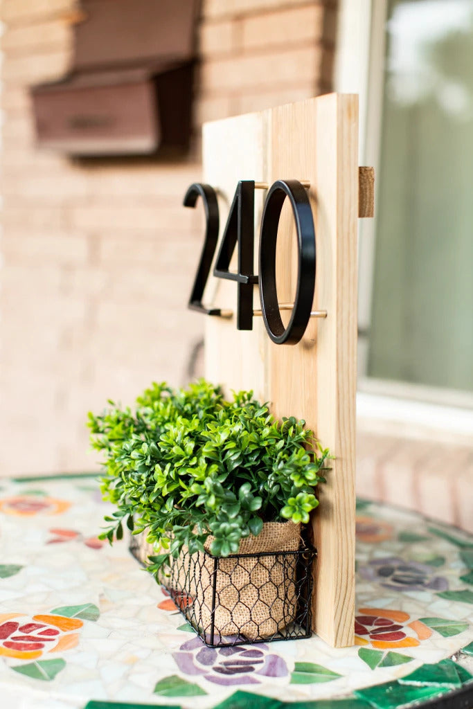 Royelux Modern House Numbers - Stainless Zinc Alloy, Black Finish, 5" High