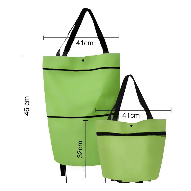 Foldable shopping bag with wheels