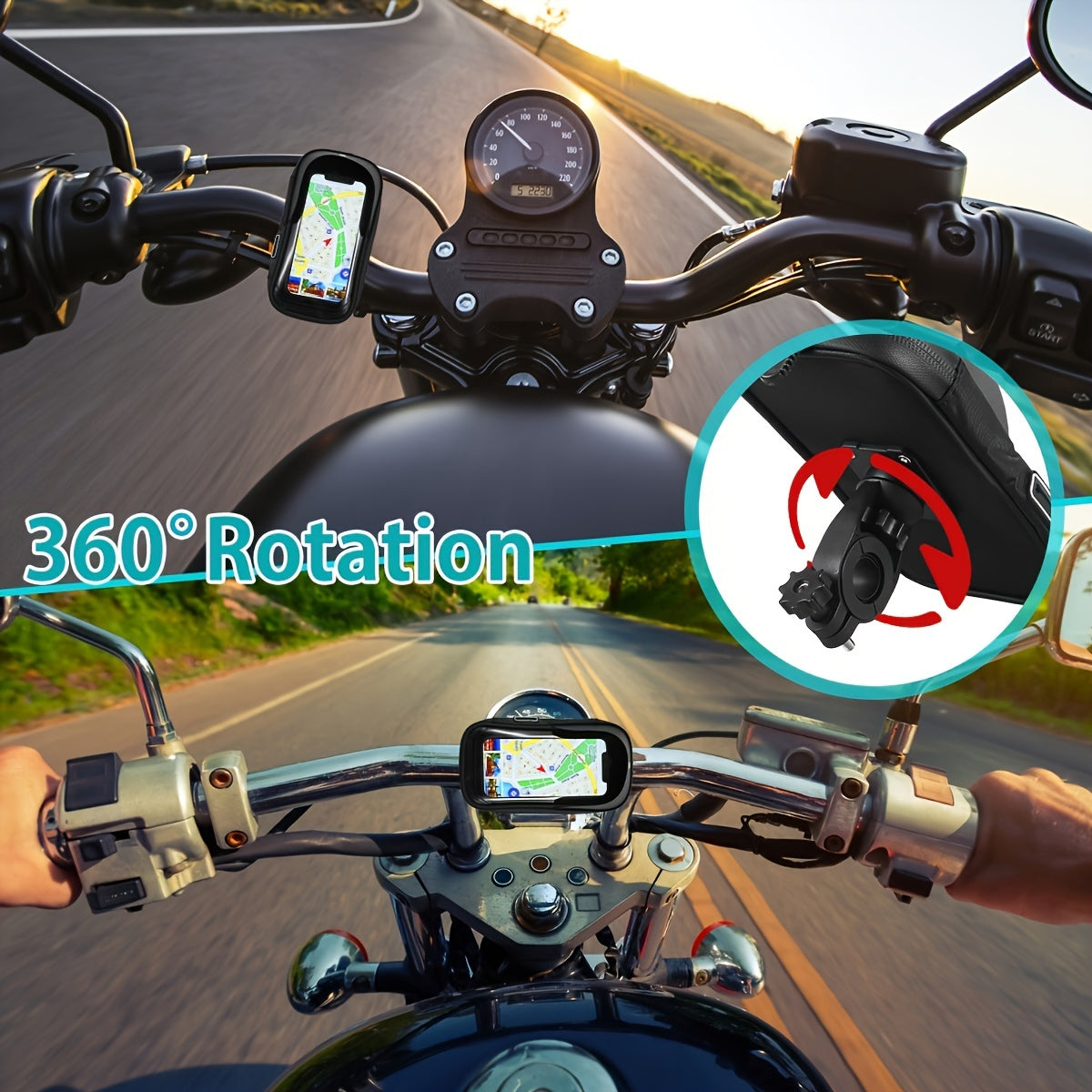 Waterproof Phone Holder for Bike and Motorcycle – 360° Rotatable and Suitable for 4.5–6.4 inch