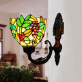 Tiffany Bowl Wall Lamp 1 Head Etched Glass Grape Pattern Wall Mount Lamp in Green and White/Black