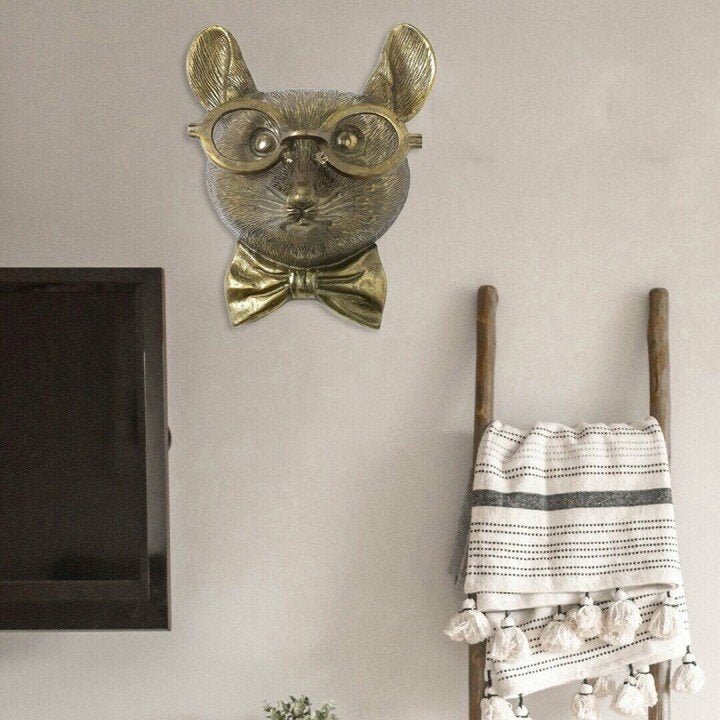 Hand-Painted Animal Head Wall Decor with UV-Resistant Finish