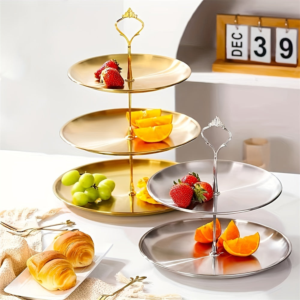 SteelTower - Elegant Triple Serving Plate for Parties