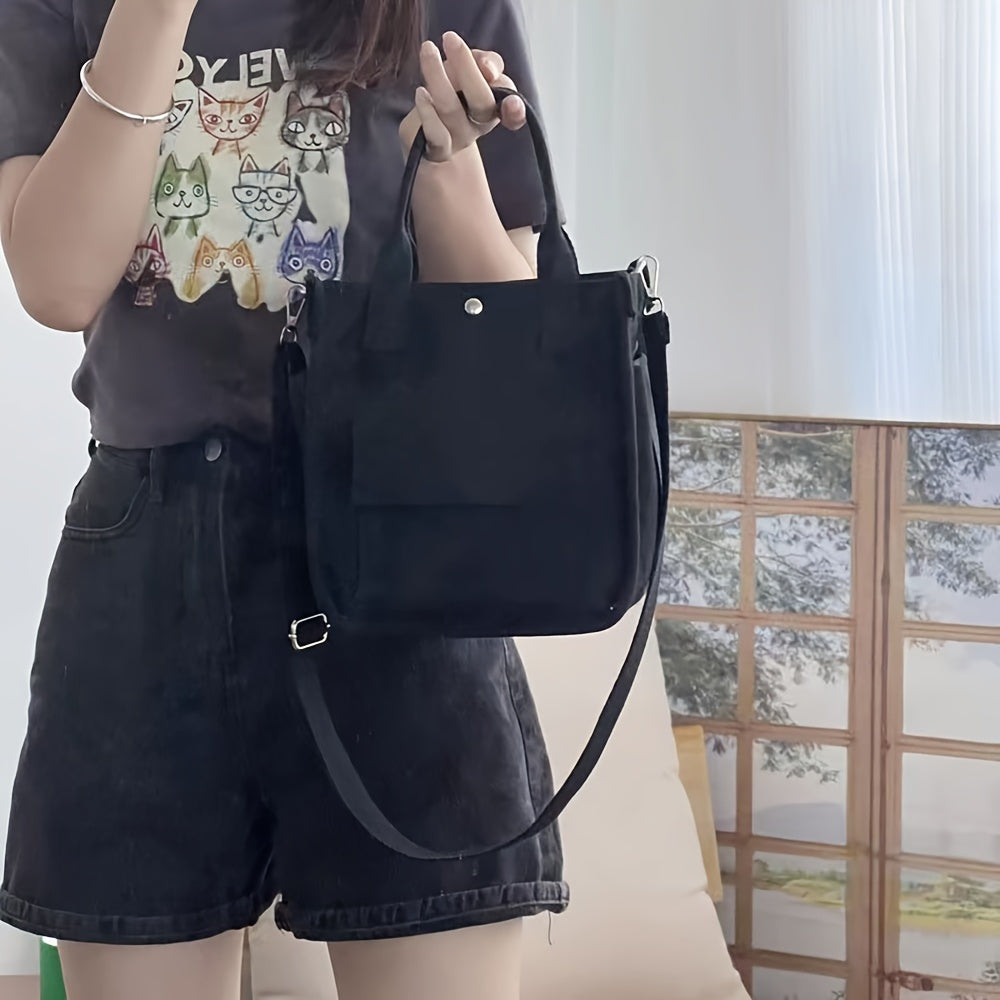 UrbanEase Canvas Slingbag – White Shoulder Bag with Magnetic Closure and Adjustable Strap