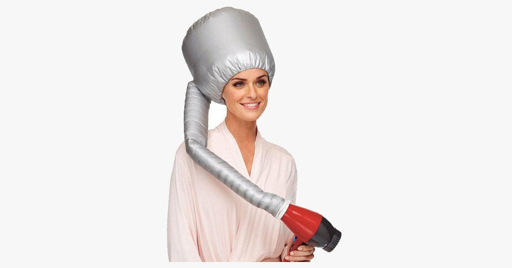 Hair drying cap with hood attachment