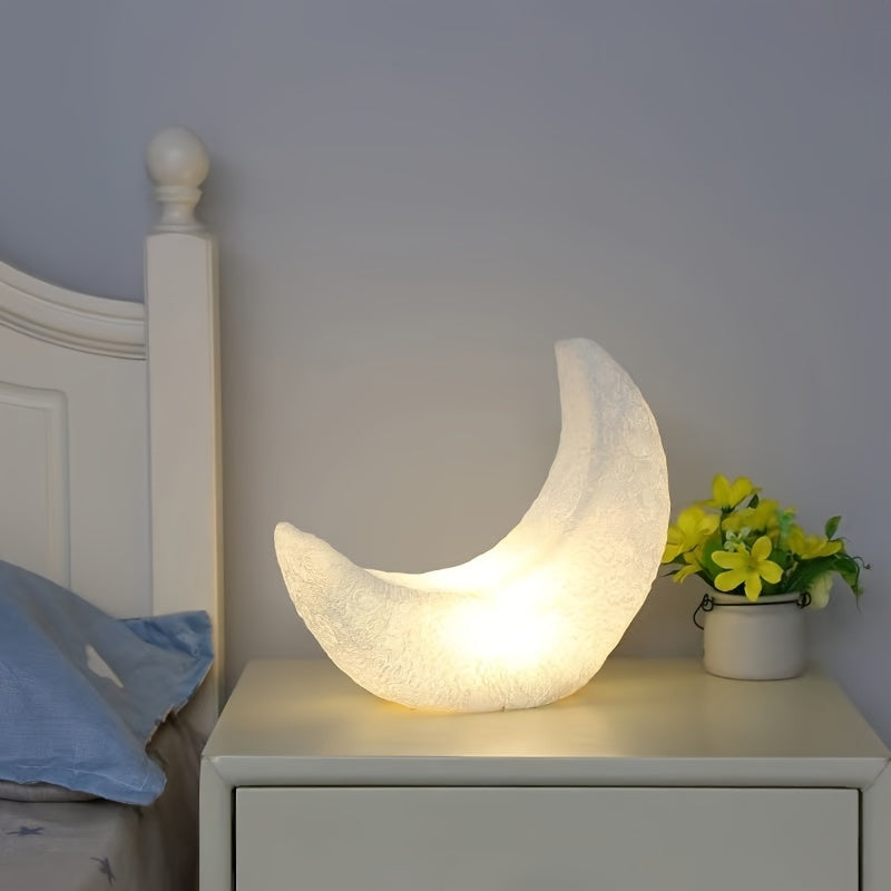 Half Moon Night Lamp in Art Deco Style – Battery Powered with Switch