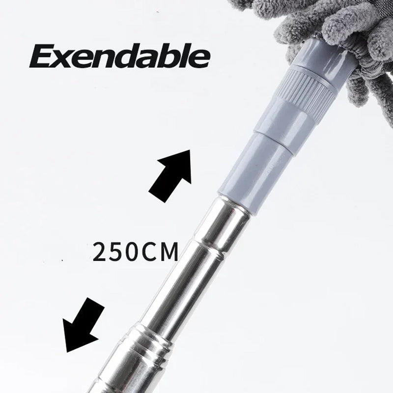 Extendable washable curved microfiber duster