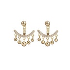 Geometric Meniscus Earrings made of Rhinestones and Pearls