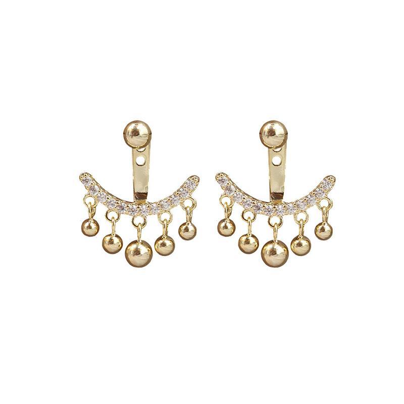 Geometric Meniscus Earrings made of Rhinestones and Pearls