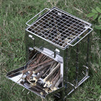 Outdoor Folding Wood Stove Mini Stainless Steel Grill Camping Picnic