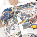Cotton Throw Blanket Floral Reversible Design