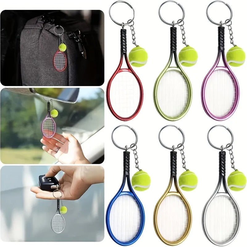 Mini tennis racket keychain