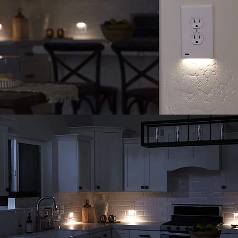 Outlet wall plate with LED night lights