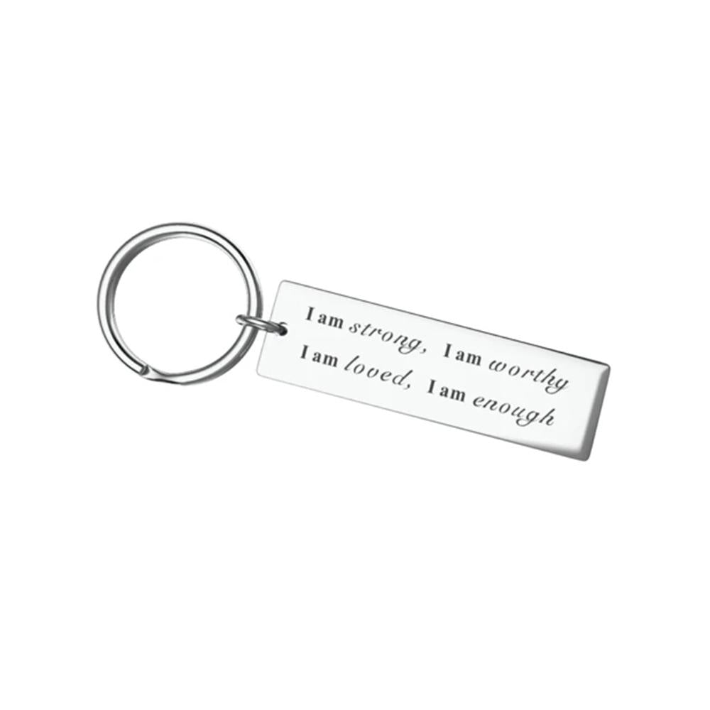 Stainless Steel "I am strong" Keychain