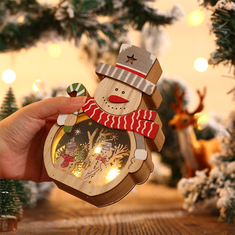 LED Christmas Wooden Ornaments Lighting