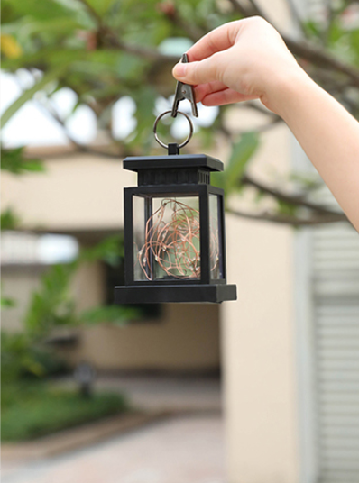 Solar LED Lantern with Light Wire and Hanging Clip – Waterproof Garden Lighting for Terrace and Balcony