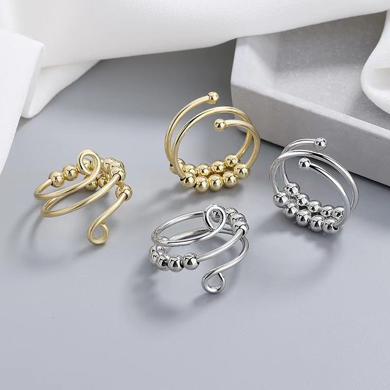 Distribute Your Fear Circle Beads Fidget Ring