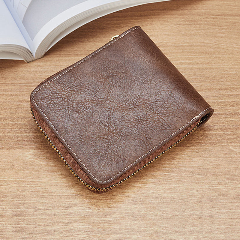 Men's New Short Fashion Multi-Cards Horizontal Zipper Wallet