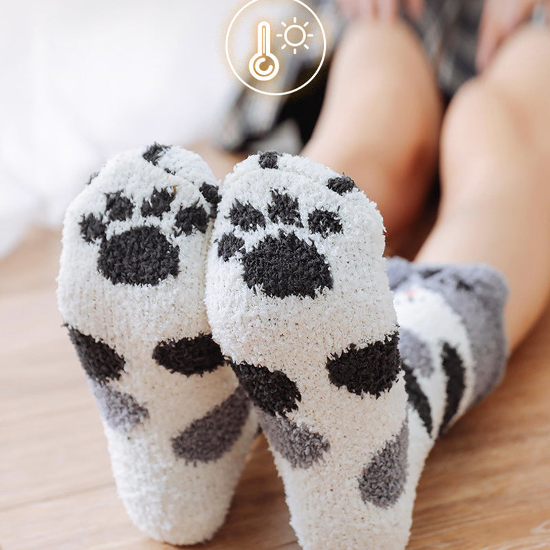 Fuzzy Socks with Cat Paws
