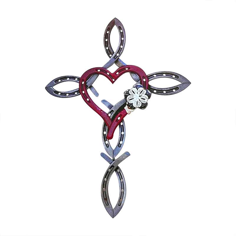 Natural Horseshoe Cross with Heart