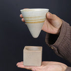 Coarse Pottery Coffee Mug with Base Conical Couture Cup & Base Set