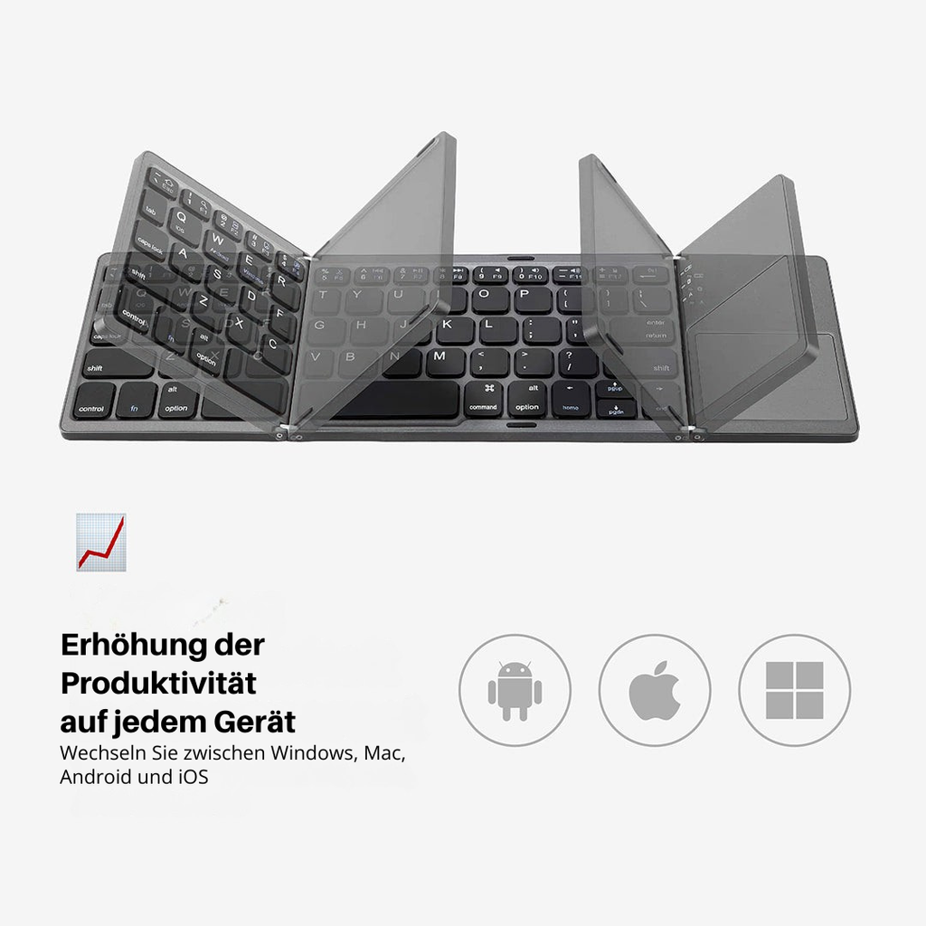 Foldable Bluetooth Keyboard with Touchpad | Portable Wireless Mini Keyboard for Windows, Mac, iOS & Android