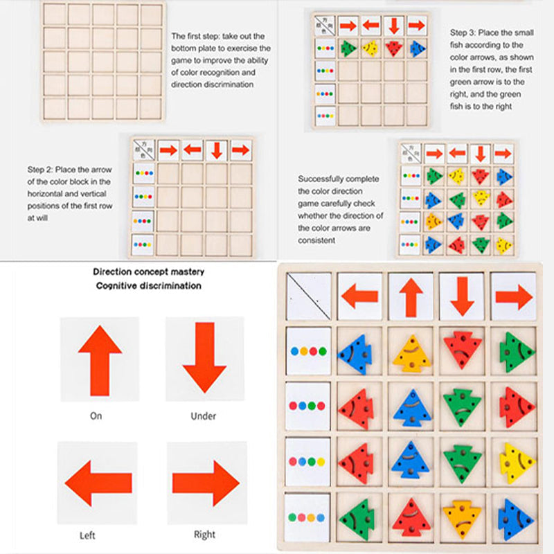 Wooden Table Color Direction Game For Kids