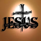 Jesus and cross metal silhouette wall decoration