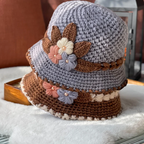 French Thick Women's Flower Knit Wool Hat