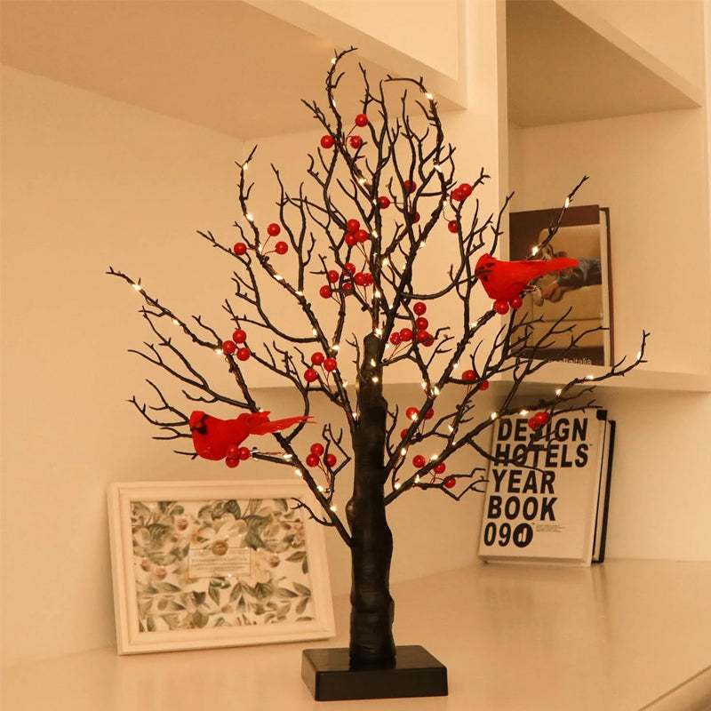 Atmospheric Light Tree with Red Birds – Flexible LED Decoration Tree