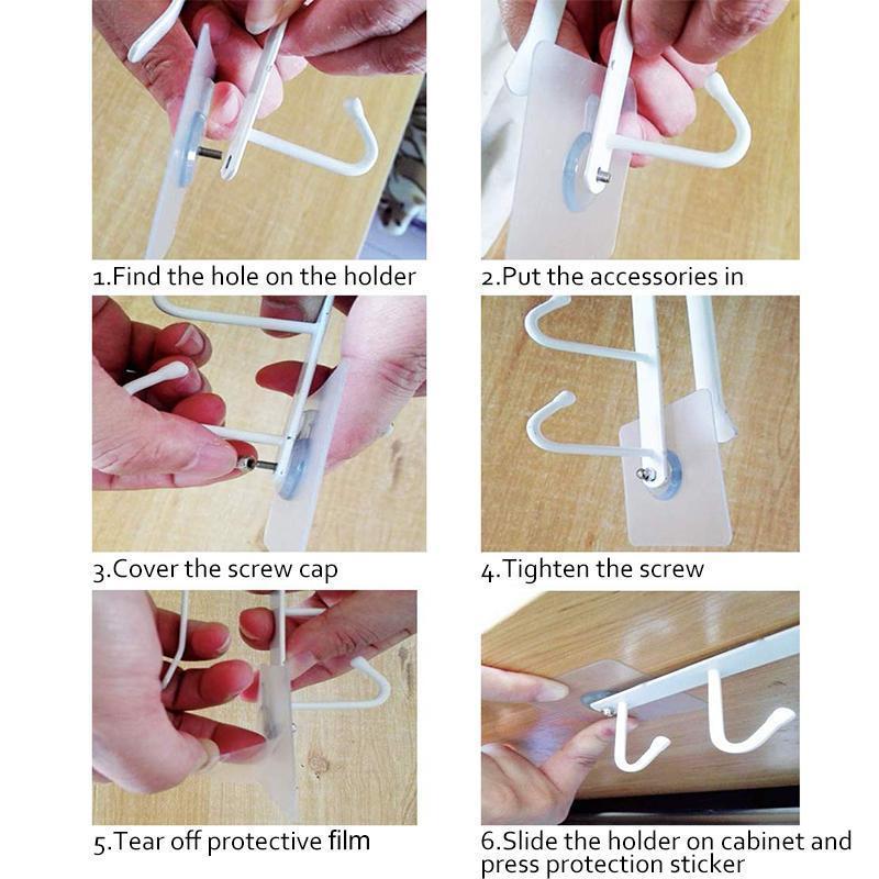 6 Hook Under-Cabinet Hanging Shelf