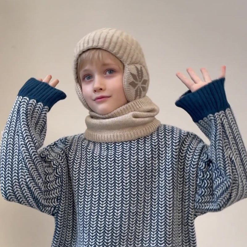 Kids Winter Fleece Scarf Suit Knit Hat