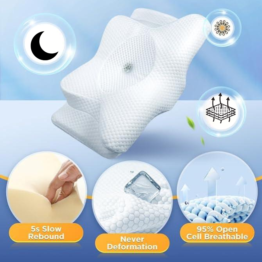 Memory Foam Pillow for Ultimate Comfort – Sleeping Pillow with Ergonomic Butterfly Design for Deep Rest & All-Night Support