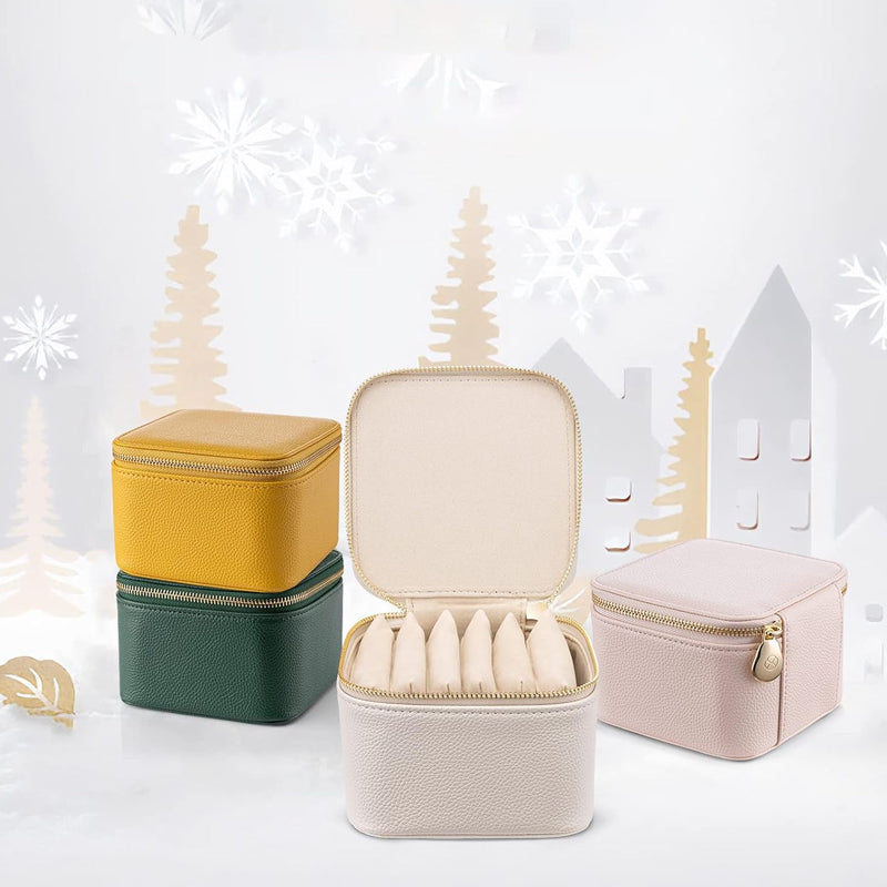 Leather jewelry box for travel