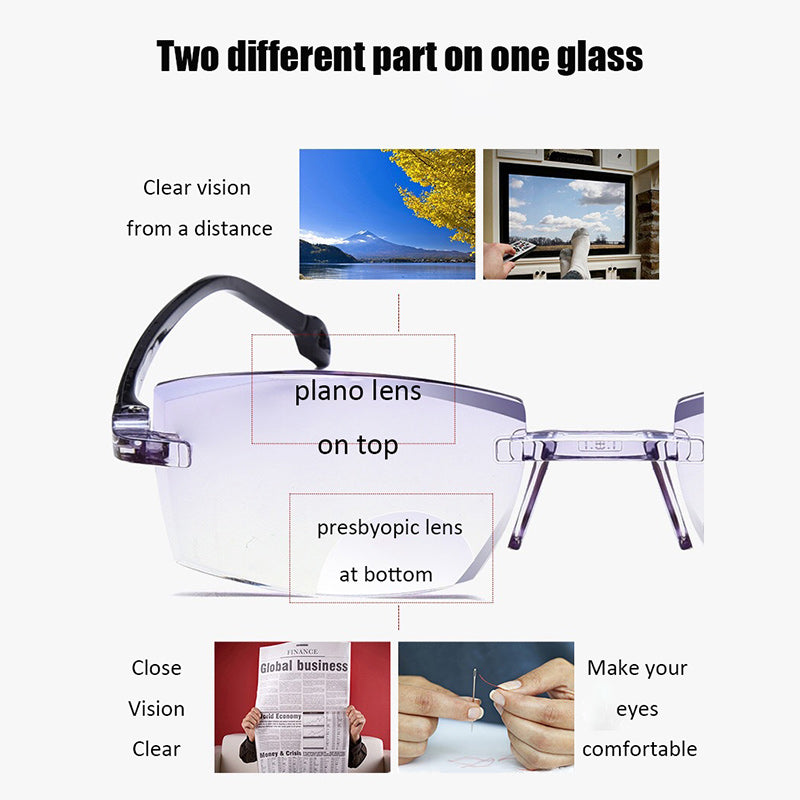 2024 new high hardness anti-blue light sapphire reading glasses dual focus intelligent reading glasses
