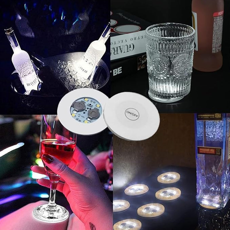 LED glowing bottle stickers and coasters