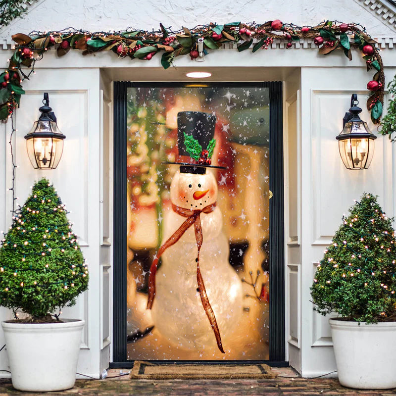 Christmas Door Decoration | Fabric Door Cover | Washable & Reusable
