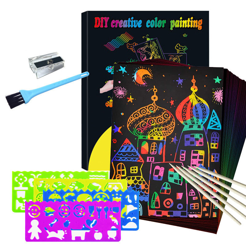 Magical scratch card set with rainbow colors