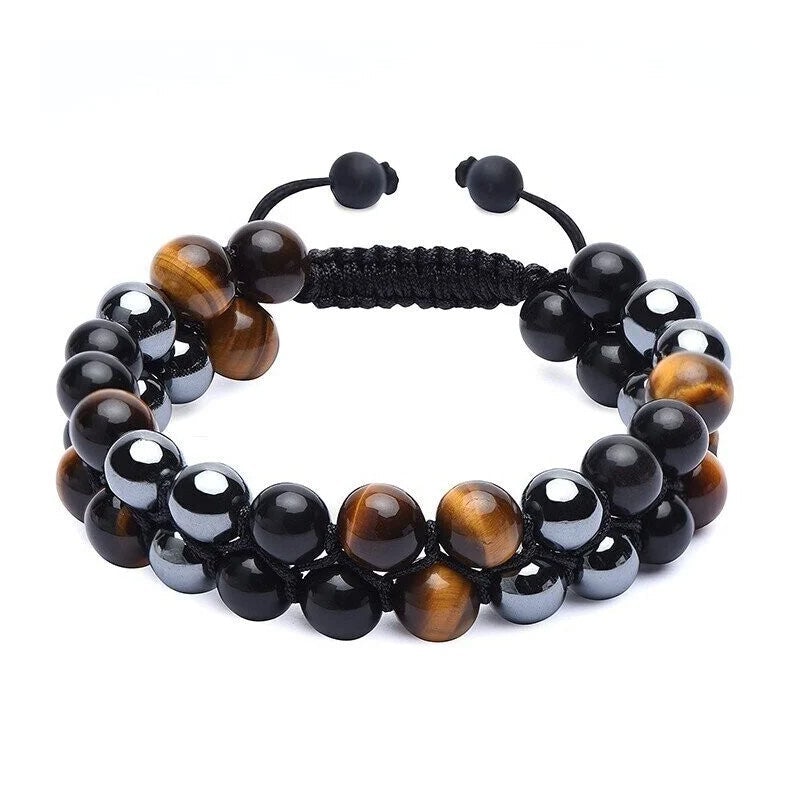 Double-layered gemstone bracelet