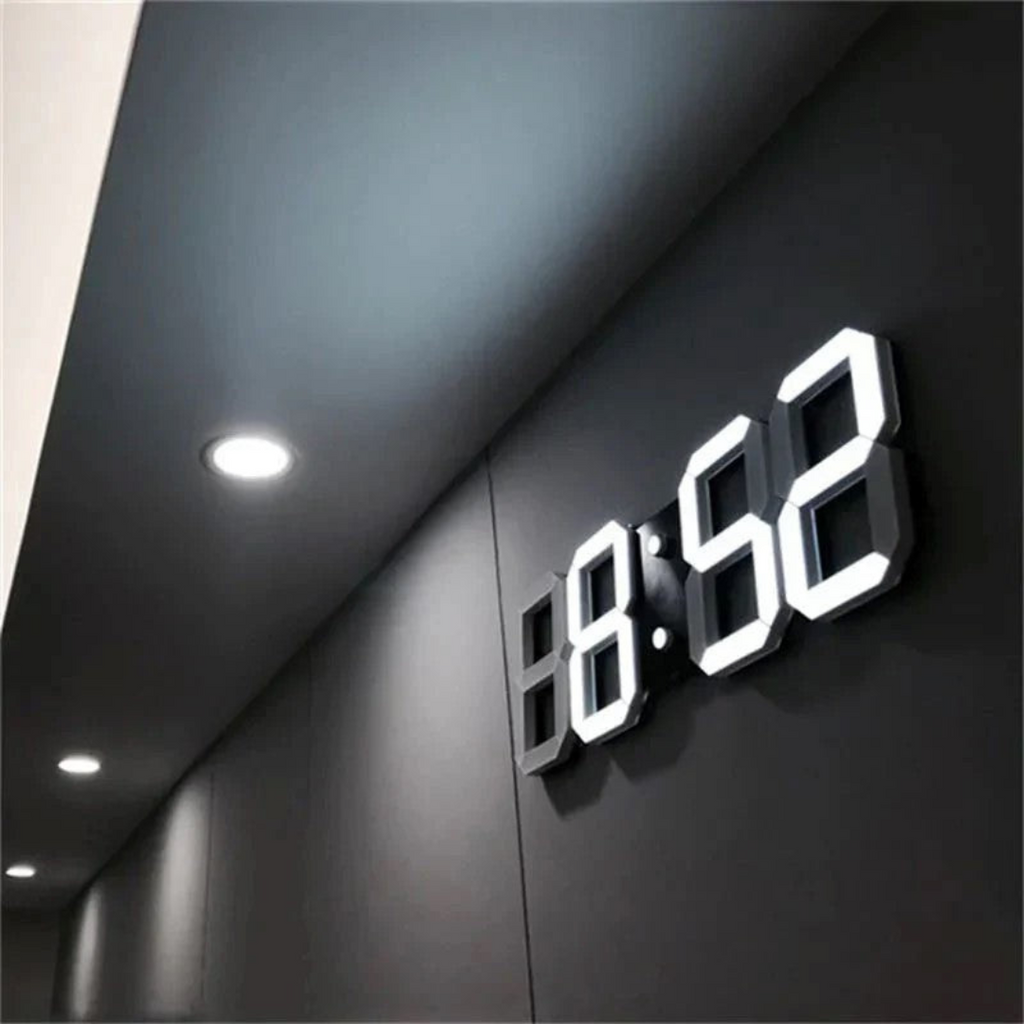 Modern 3D-LED Wall Clock Black | Digital Kitchen Clock Eye-Catcher